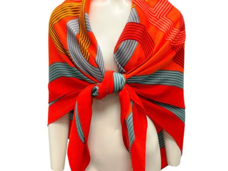 Hermes Orange   Red Multi Circuit 24 Faubourg Large Cashmere and Silk Scarf Online Hot Sale