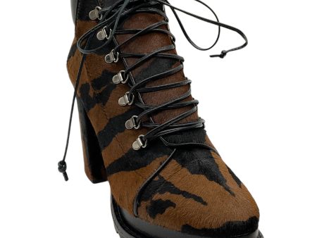 Alaia Brown   Black Pony Hair Lace Up Booties Online Hot Sale