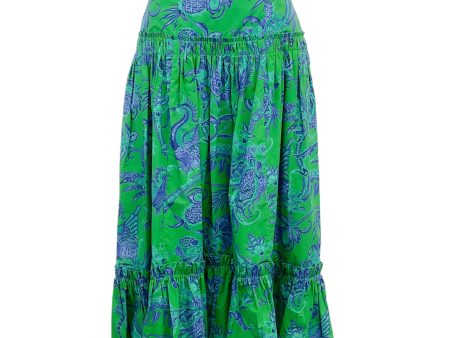 Cara Cara Green Bird Jacobean Tisbury Midi Skirt Online now