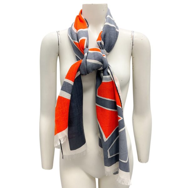 Hermes Orange   Grey Anamorphee Fringed Cashmere And Silk Rectangle Scarf Online now