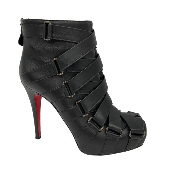 Christian Louboutin Black Strap Detail High Heeled Leather Booties Online