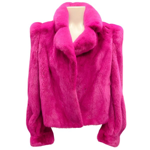 CO Magenta Mink Fur Jacket For Discount