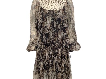 Zimmermann Taupe Floral Silk Chiffon Dress Fashion