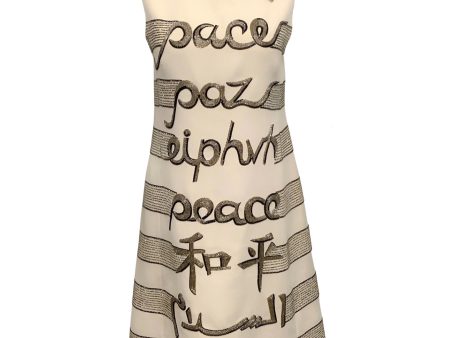 Valentino Cream Wool Sleeveless Peace Dress Discount