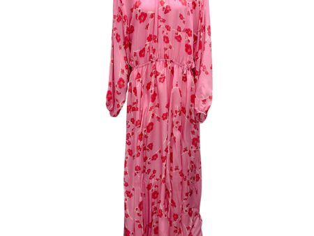 Cynthia Rowley Pink   Red Cherry Blossom Print Belize Silk Maxi Dress Online now