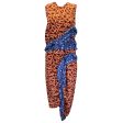 Marni Red   Blue Multi Metropolis Print Sleeveless Silk Crepe Midi Dress Sale