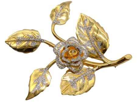 Valentino Gold Crystal Embellished Gilded Rose Brooch Discount