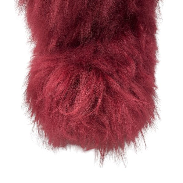 Sonia Rykiel Burgundy Knee-High Lamb Fur Boots on Sale