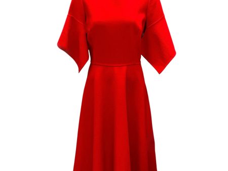 Oscar de la Renta Red 2021 Short Sleeved Wool Dress Sale