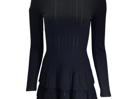 Alaia Black Long Sleeved Bateau Neck Wool Knit Sweater For Discount