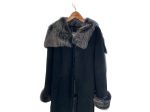 Overland Sheepskin Black Coat With Detachable Fur Collar. Size XXL Online Hot Sale