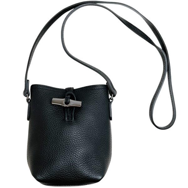 Longchamp Extra Small Black Leather Le Roseau Crossbody Bag Discount