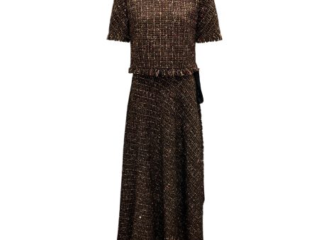 Talbot Runhof Brown Multi Tweed Kaspar Top and Keeper Midi Skirt Cheap