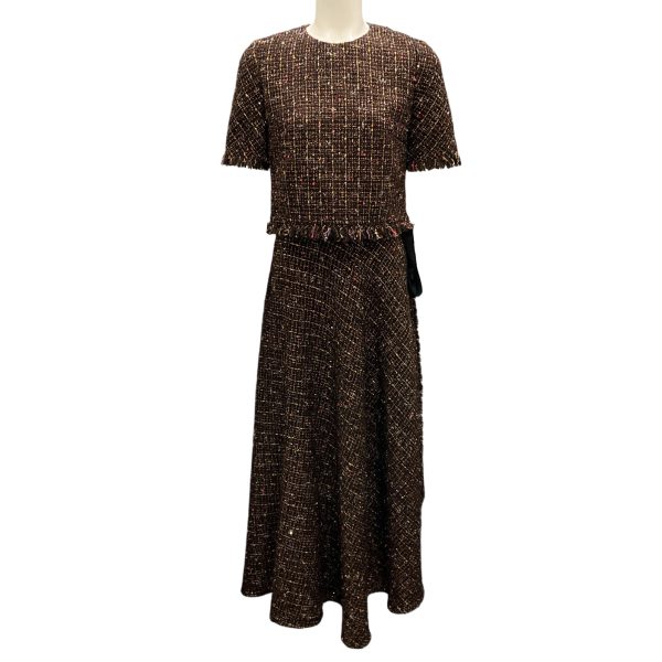 Talbot Runhof Brown Multi Tweed Kaspar Top and Keeper Midi Skirt Cheap