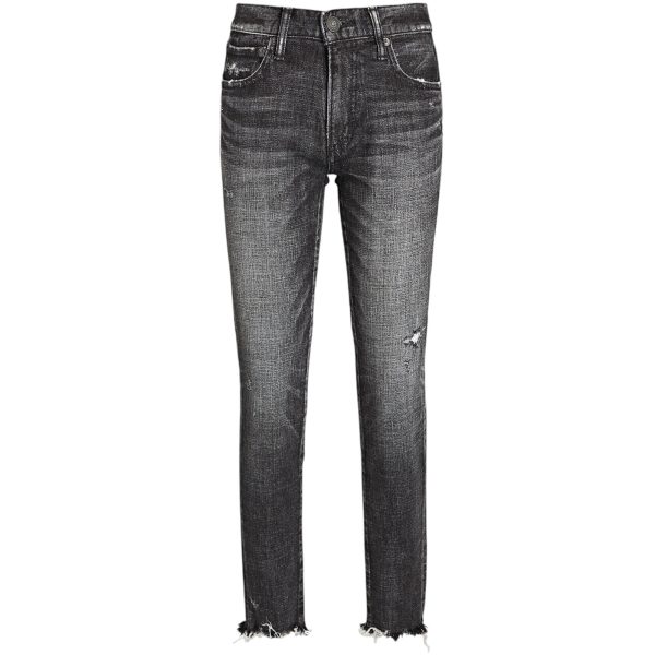 Moussy Vintage Black Checotah Mid-Rise Skinny Cropped Jeans For Discount