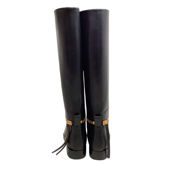 Pierre Hardy Black Leather Tall Pull On Boots With Gold Zipper Detail Discount