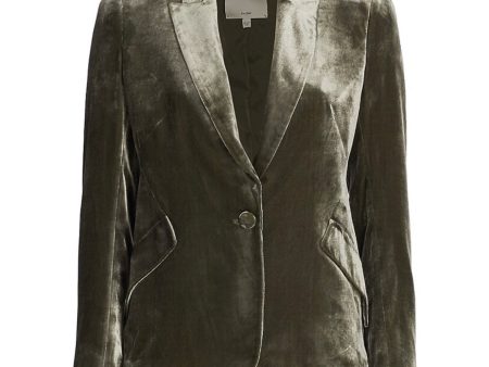 L Agence Ivy Green Chamberlain Velvet Blazer Supply