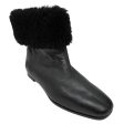 Mansur Gavriel Black Shearling Trimmed Flat Leather Ankle Boots Fashion