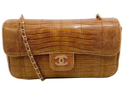 Chanel Vintage Flap Beige Lizard Skin Leather Cross Body Bag Online Sale