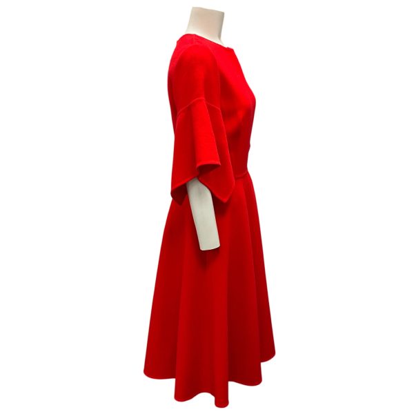 Oscar de la Renta Red 2021 Short Sleeved Wool Dress Sale