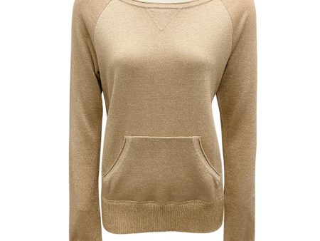 Vionnet Gold Shimmer Long Sleeved Roundneck Wool Knit Sweater Hot on Sale