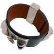 Hermes Black   Silver Collier de Chein Leather Bracelet Online Hot Sale