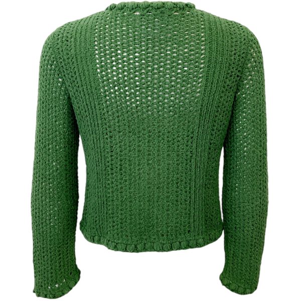 Chanel Green Cotton Crochet Cardigan Sweater For Sale