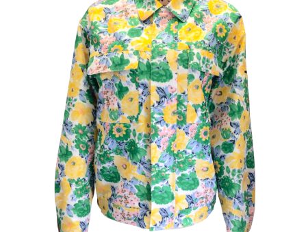 Plan C Green Multi Floral Printed Boxy Shirt Jacket Fashion