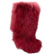 Sonia Rykiel Burgundy Knee-High Lamb Fur Boots on Sale