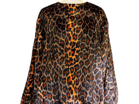 Dries Van Noten Black   Orange Leopard Printed Velvet Top Sale