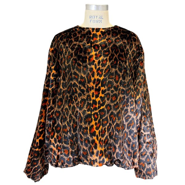 Dries Van Noten Black   Orange Leopard Printed Velvet Top Sale