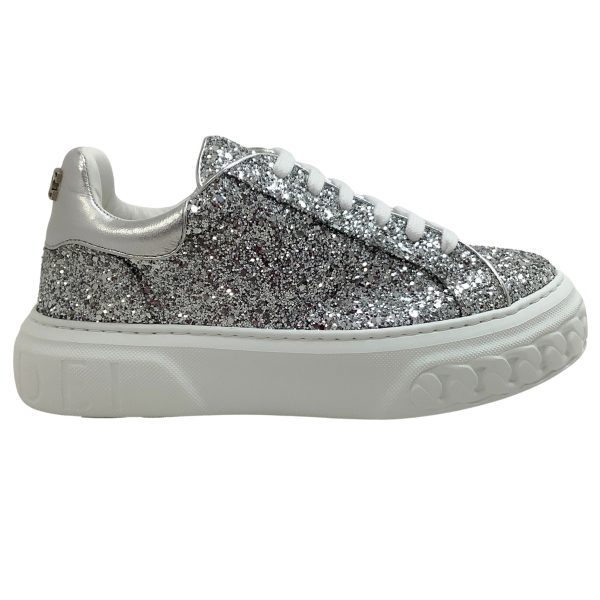 Casadei Silver Glitter Off Road Stargate Sneakers Sale