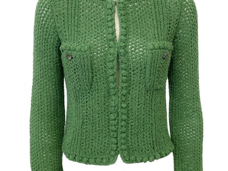 Chanel Green Cotton Crochet Cardigan Sweater For Sale