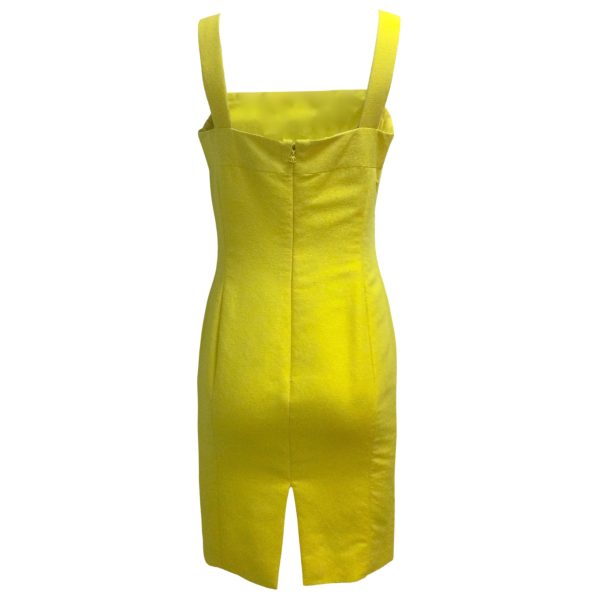 Chanel Yellow Sleeveless Square Neck Silk Crepe Cocktail Dress Online