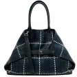 Akris Navy   Black   White Woven Leather Bag Hot on Sale