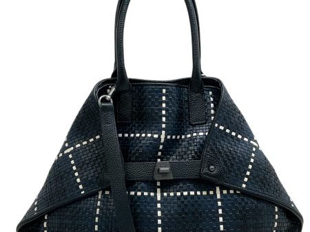 Akris Navy   Black   White Woven Leather Bag Hot on Sale