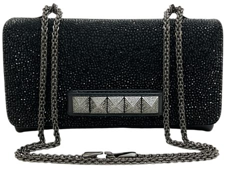 Valentino Black Crystal Rock Stud Va Va Voom Shoulder Bag on Sale