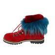 Mr & Mrs Italy Red   Blue Fox Fur Trimmed Shearling Lined Suede Boots Discount