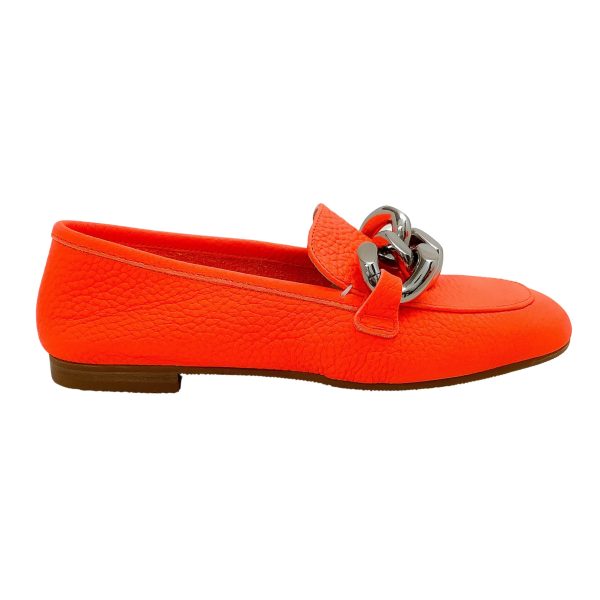 Casadei Orange Antilope Chunky Chain Loafers For Sale