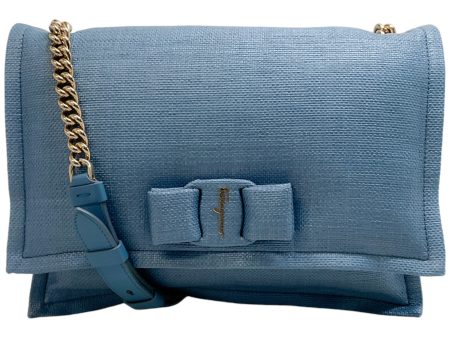 Ferragamo Light Blue Puffy Raffia Viva Bag Online