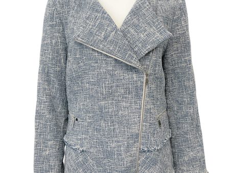 Lafayette 148 NY Blue   White Tweed Moto Jacket For Discount