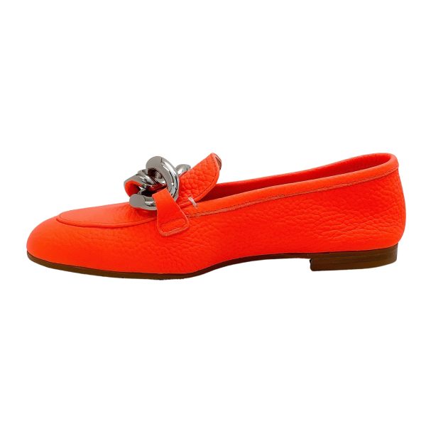 Casadei Orange Antilope Chunky Chain Loafers For Sale