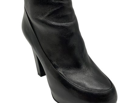 Chanel Black Platform Leather Ankle Boots Online