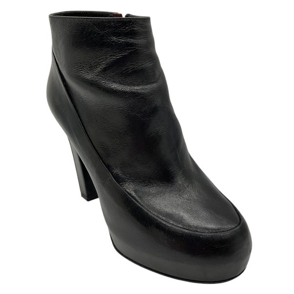 Chanel Black Platform Leather Ankle Boots Online