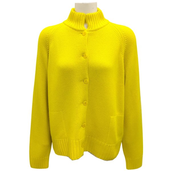 Amina Rubinacci Chartreuse Cashmere Knit Cardigan Sweater Cheap