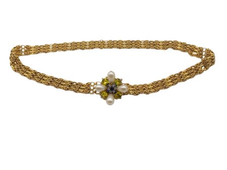 Chanel 2005 Bejeweled Pearl Embellished Gold Chain Belt Discount