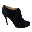 Valentino Black Ruffled Suede Ankle Booties For Cheap