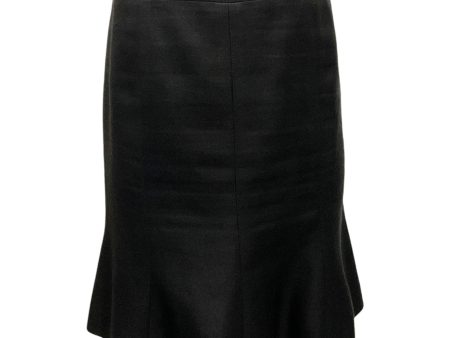 Chanel Black Linen   Cashmere Trumpet Skirt Hot on Sale