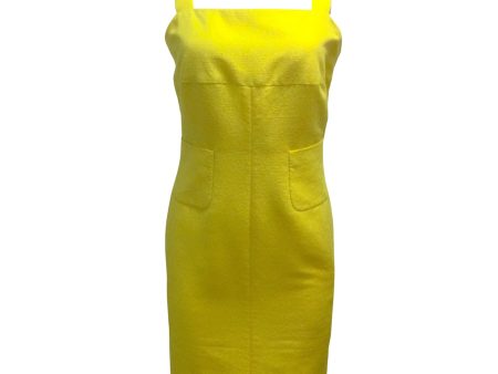 Chanel Yellow Sleeveless Square Neck Silk Crepe Cocktail Dress Online