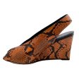 Celine Rust Python Peep Toe Wedges on Sale